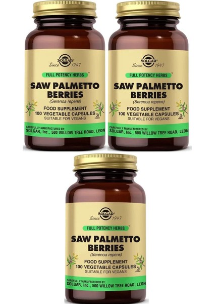 Saw Palmetto Berries 100 Kapsül 3 Adet