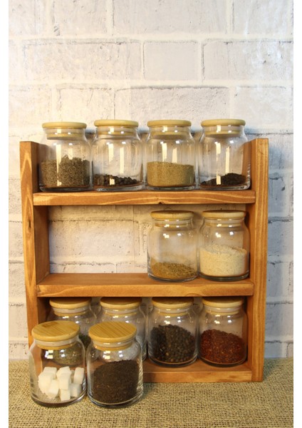 Mutfak Tezgah Üstü Ahşap Raf Baharatlık