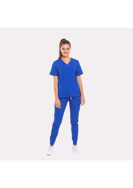 Likralı Dinamik Janet Doktor, Hemşire Forma Takım - Kadın, Royal Mavi