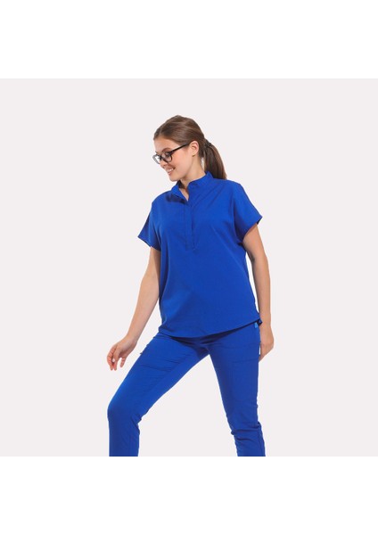 Likralı Dinamik Sanem Doktor, Hemşire Forma Takım - Kadın, Royal Mavi modelleri