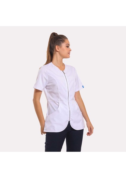 Likralı Dinamik Irıs Medikal Üniforma, Spa, Estetik ve Güzellik Merkezi Forma Takım - Kadın, Beyaz fiyatları