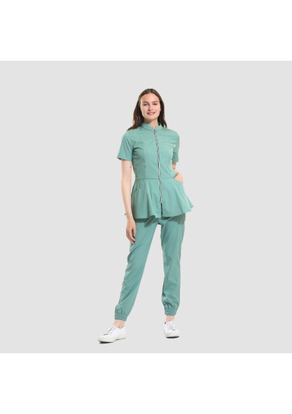 Likralı Dinamik Azelıa Doktor, Hemşire Forma Takım - Kadın, Mint Yeşil