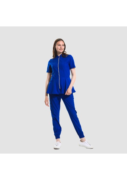 Likralı Dinamik Azelıa Doktor, Hemşire Forma Takım - Royal Mavi