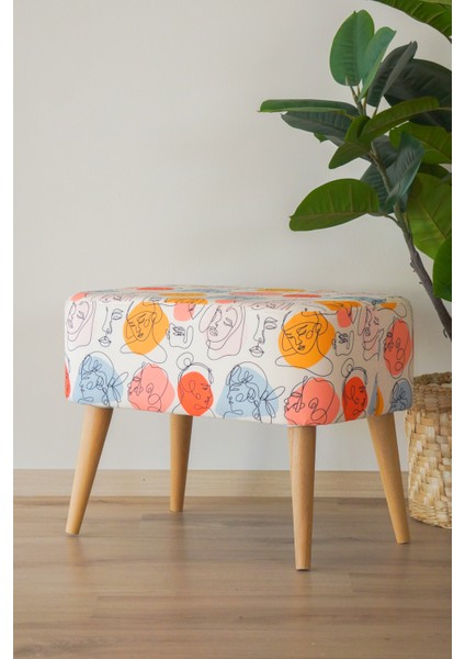 Semya Home Iskandinav Desenli Retro Ahşap Puf & Bench