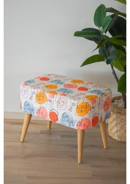 Semya Home Iskandinav Desenli Retro Ahşap Puf & Bench