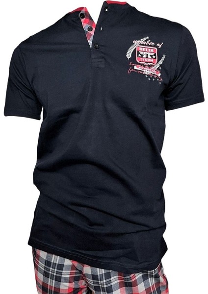 %100 Pamuk Ekose Kareli Erkek Pijama Takım