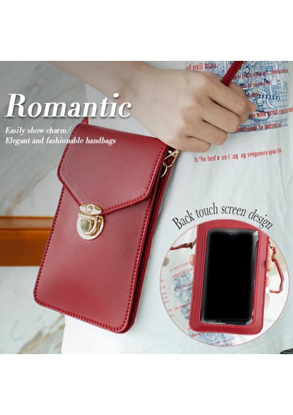 Kadınlar Crossbody Omuz Çantası Dokunmatik Ekran Telefon Çanta Cüzdan Kılıf Kırmızı (Yurt Dışından) modelleri