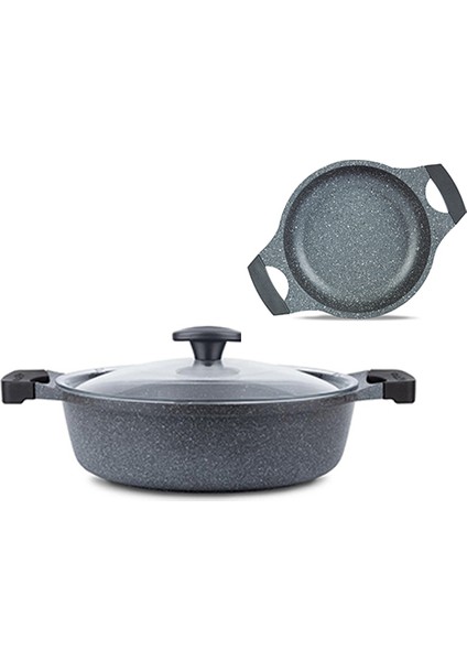 Granit Döküm Graneu Model 26 cm K.yarık ve 20 cm Sahan/ Gri