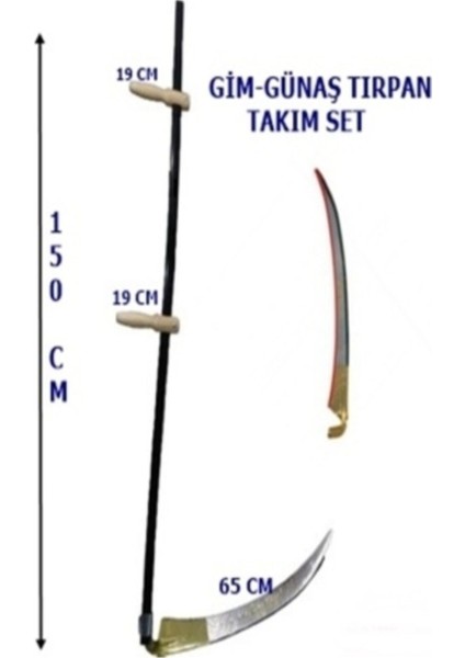 Günaş Tırpan Metal Saplı Takım 1.kalite Orak Çim Biçme 65 cm Bıçak