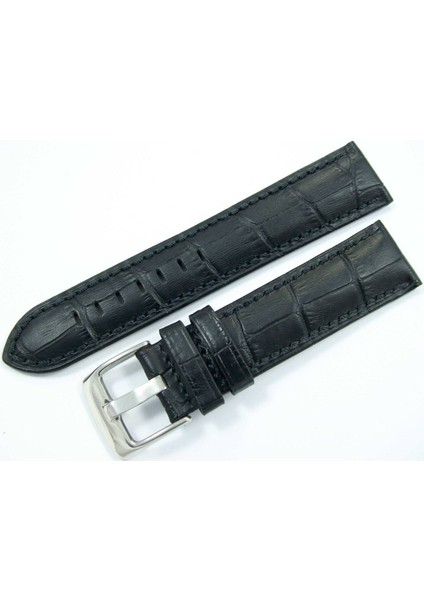 Bizon Deri Saat Kayışı 22MM Siyah Saat Kordonu Spor Kolçak