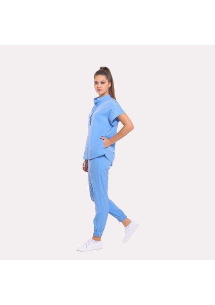 Likralı Dinamik Sanem Doktor, Hemşire Forma Takım - Kadın, Açık Mavi