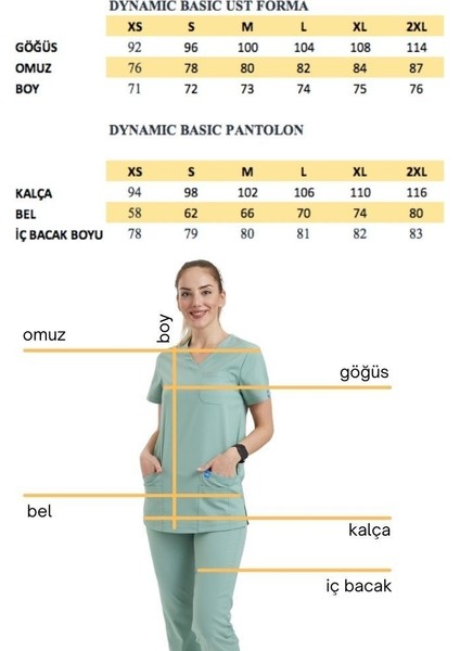 Likralı Dinamik Basic Doktor, Hemşire Forması – Kadın, Yeşil