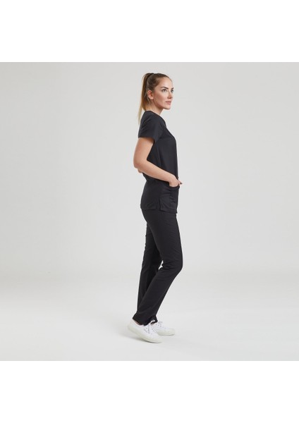 Likralı Dinamik Basic Doktor, Hemşire Forması – Kadın, Siyah modelleri