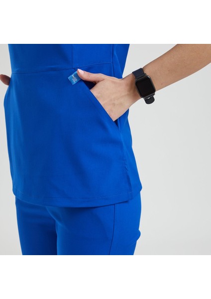 Likralı Dinamik Freesıa Doktor, Hemşire Forma Takım - Kadın, Royal Mavi fırsatları