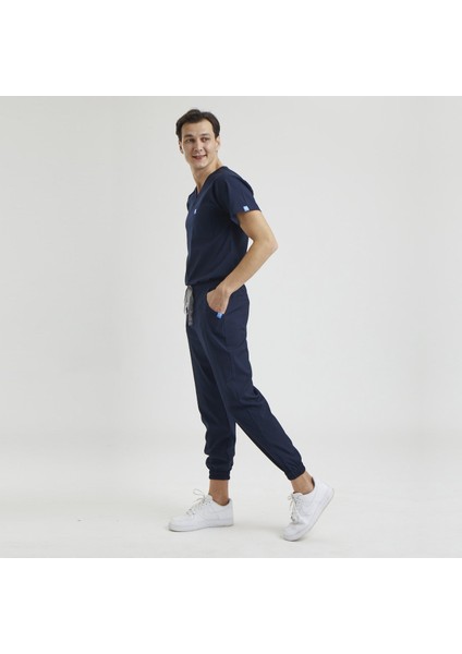 Likralı Dinamik Jogger Doktor, Hemşire Forma Takım - Erkek, Lacivert