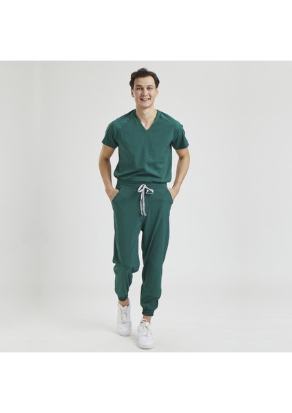 Likralı Dinamik Jogger Doktor, Hemşire Forma Takım - Erkek, Yeşil modelleri