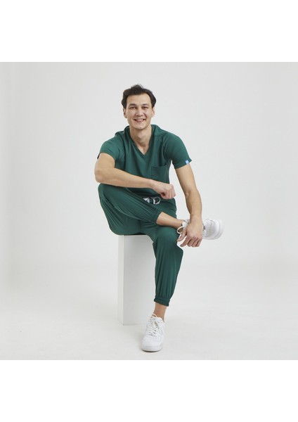 Likralı Dinamik Jogger Doktor, Hemşire Forma Takım - Erkek, Yeşil fırsatları