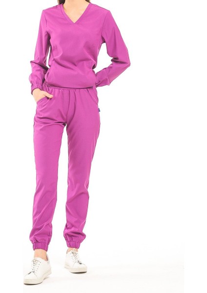 Likralı Dinamik Tulip Doktor, Hemşire Forma Takım - Kadın, Pembe modelleri