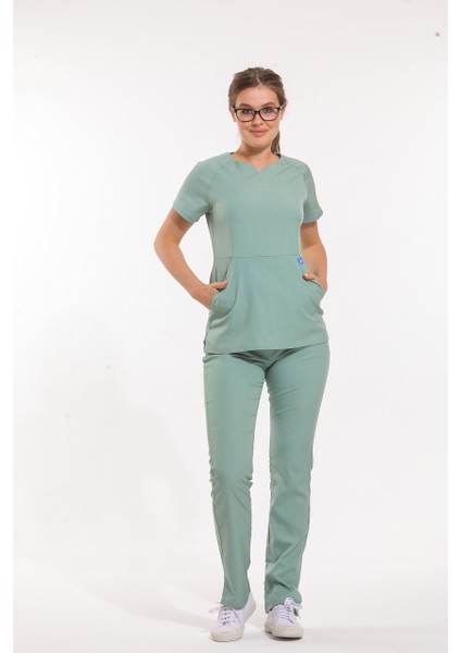 Likralı Dinamik Freesıa Doktor, Hemşire Forma Takım - Kadın, Açık Mavi