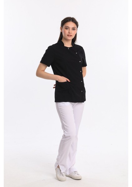 Likralı Dinamik Cosmos Doktor, Hemşire Forma Takım - Kadın, Siyah