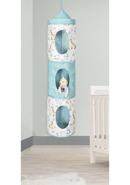 3 Gözlü Bebek Organizer Düzenleyici 22x90cm (Mavi)