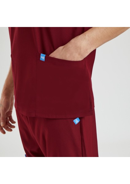 Likralı Dinamik Basic Doktor, Hemşire Forması – Erkek, Bordo modelleri