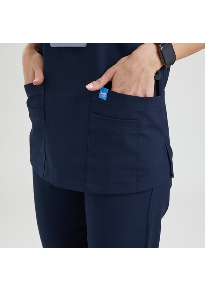 Likralı Dinamik Basic Doktor, Hemşire Forması – Kadın, Lacivert modelleri