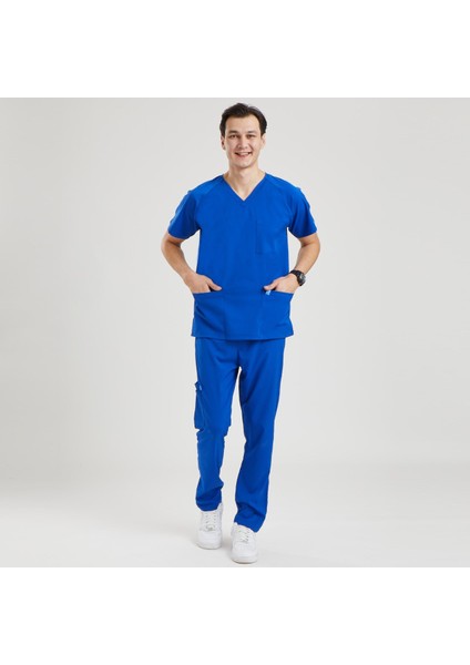 Likralı Dinamik Basic Doktor, Hemşire Forması – Erkek, Royal Mavi