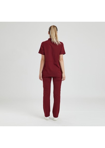 Likralı Dinamik Crocus Doktor, Hemşire Forması – Kadın, Bordo fiyatları