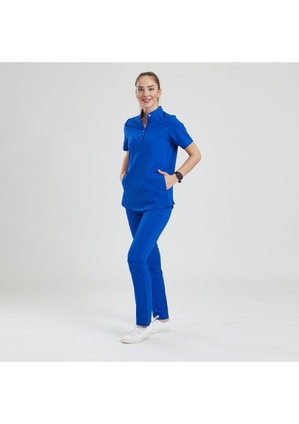 Likralı Dinamik Crocus Doktor, Hemşire Forması – Kadın, Royal Mavi