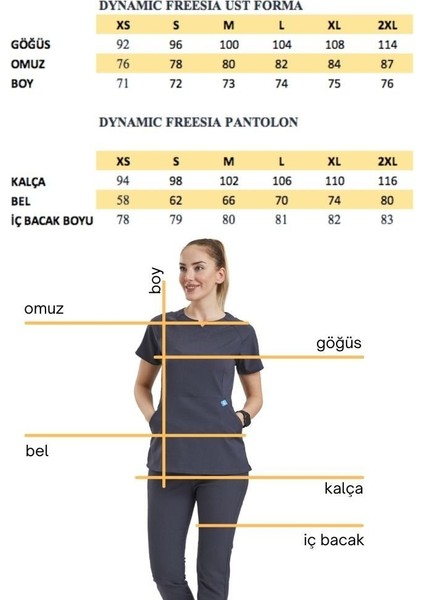 Likralı Dinamik Freesıa Doktor, Hemşire Forma Takım - Kadın, Koyu Gri indirimleri