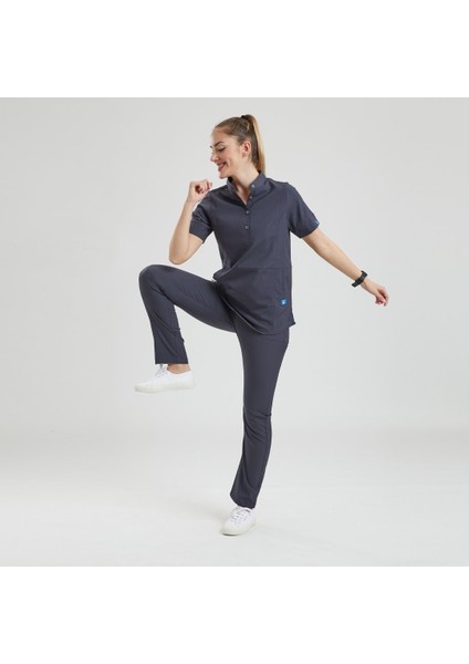 Likralı Dinamik Crocus Doktor, Hemşire Forması – Kadın, Koyu Gri