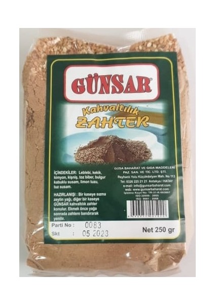 Gunsar Kahvaltılık Zahter 250 gr