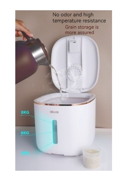 5kg Dönen Tahıl Depolama Kutusu - Beyaz (Yurt Dışından)