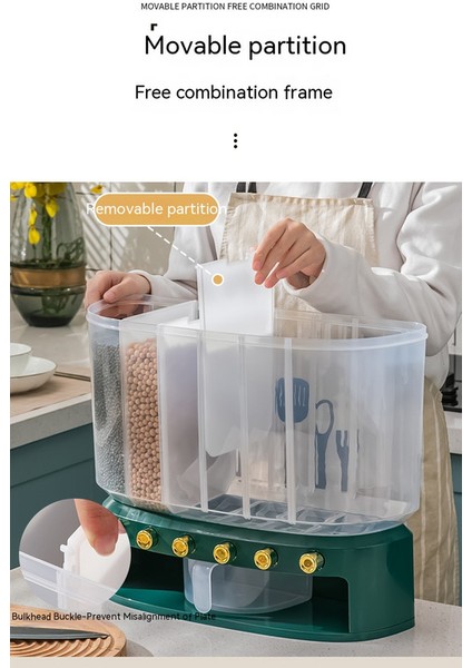 6 Bölmeli Bakliyat Saklama Kutusu - Koyu Yeşil (Yurt Dışından) fiyatları