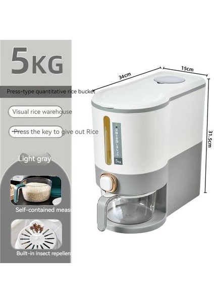 10KG Bakliyat Için Depolama Kutusu - Gri (Yurt Dışından) fiyatları