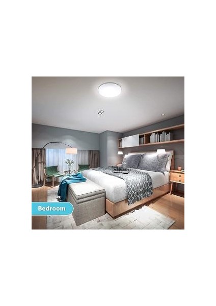 Lambalar Banyo Led Tavan Işık Elfel Tavan Işık Uydurma IP54 Su Geçirmez 24 W 2200LM 5000K Doğal (Yurt Dışından)