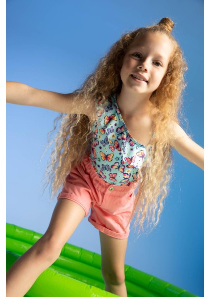 Kız Çocuk Desenli Esnek Dokulu Mayo W9298A622SM