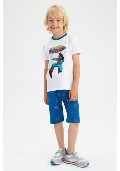 Erkek Çocuk Spiderman Pamuklu Kısa Kollu Şort Pijama Takım X5083A622SM