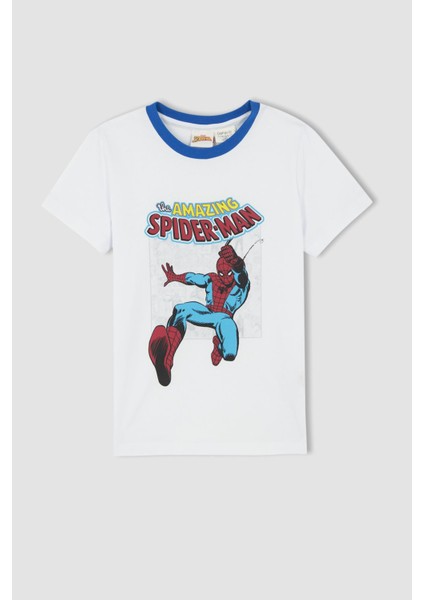 Erkek Çocuk Spiderman Pamuklu Kısa Kollu Şort Pijama Takım X5083A622SM