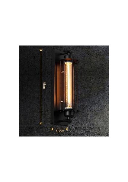 Amerikan Retro Led E27 Endüstriyel Stil Dekorasyon Duvar Lambası Başucu Fuaye Çalışma Balkon Koridor Kahve Dükkanı Restoran Duvar Lambası (Ampul Olmadan) (Siyah) (Yurt Dışından)