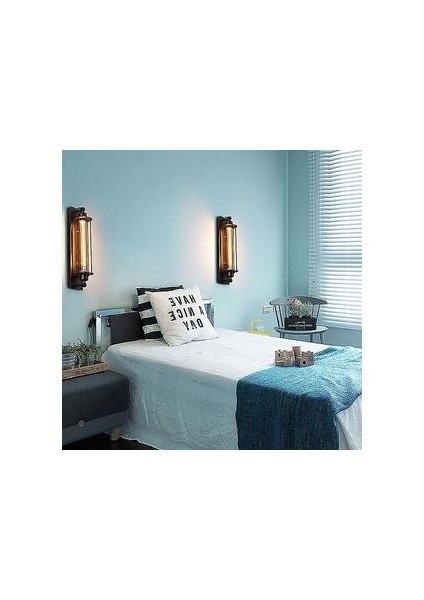 Amerikan Retro Led E27 Endüstriyel Stil Dekorasyon Duvar Lambası Başucu Fuaye Çalışma Balkon Koridor Kahve Dükkanı Restoran Duvar Lambası (Ampul Olmadan) (Siyah) (Yurt Dışından)