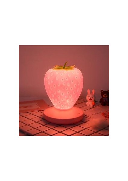 Yaratıcı Masa Lambaları Çilek Tarzı + USB Şarj Edilebilir + Dokunmatik Anahtarı Led Dim Gece Lambaları Çocuklar Başucu Işık Pun Besleme Lambası | Led Masa Lambaları (Yurt Dışından)