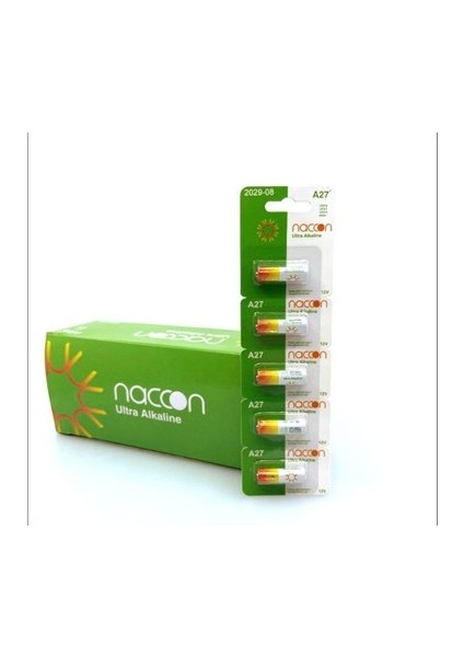 Naccon 1 Kart 5 Adet 5li Gp 27AF 12V Alkalin Garaj Kumandası Pili 27A 27AE 27AF MN27 A27 V27GA fiyatları