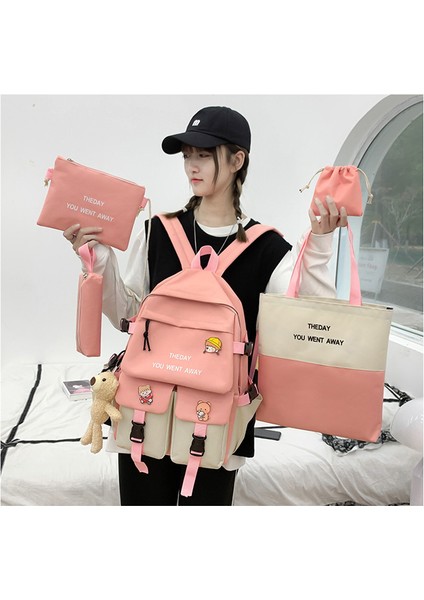 Yeni Beş Parça Öğrenci Çantası Kadın Renk Kontrast Öğrenci Çantası (Yurt Dışından) fiyatları