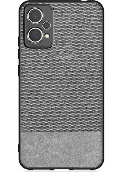 Realme 9 Pro Fabrik Kumaş ve Deri Desen Kılıf -Gri