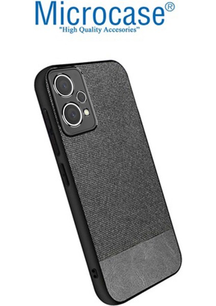 Realme 9 Pro Fabrik Kumaş ve Deri Desen Kılıf -Gri fiyatları