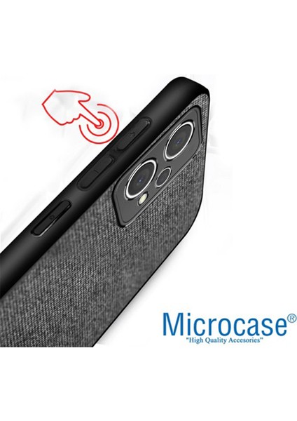 Realme 9 Pro Fabrik Kumaş ve Deri Desen Kılıf -Gri modelleri