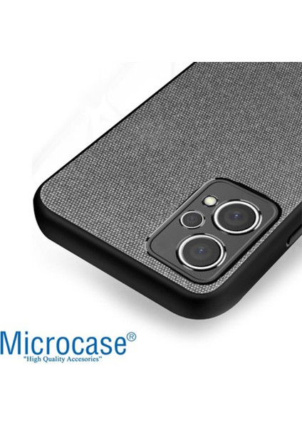 Realme 9 Pro Fabrik Kumaş ve Deri Desen Kılıf -Gri fırsatları