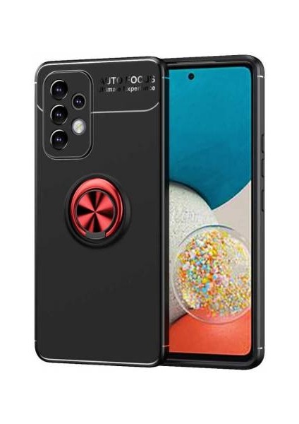 Samsung Galaxy A53 Kılıf Silikon Ravel Yüzüklü Standlı Kamera Korumalı + Cam